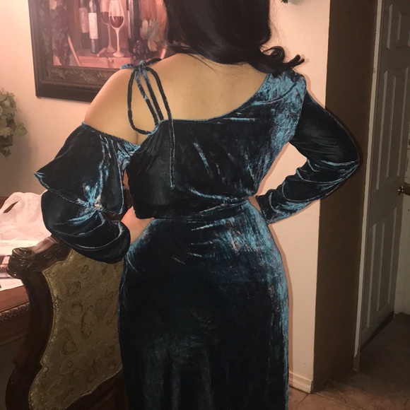 Zara emerald floral velvet dress - Picture 3 of 8